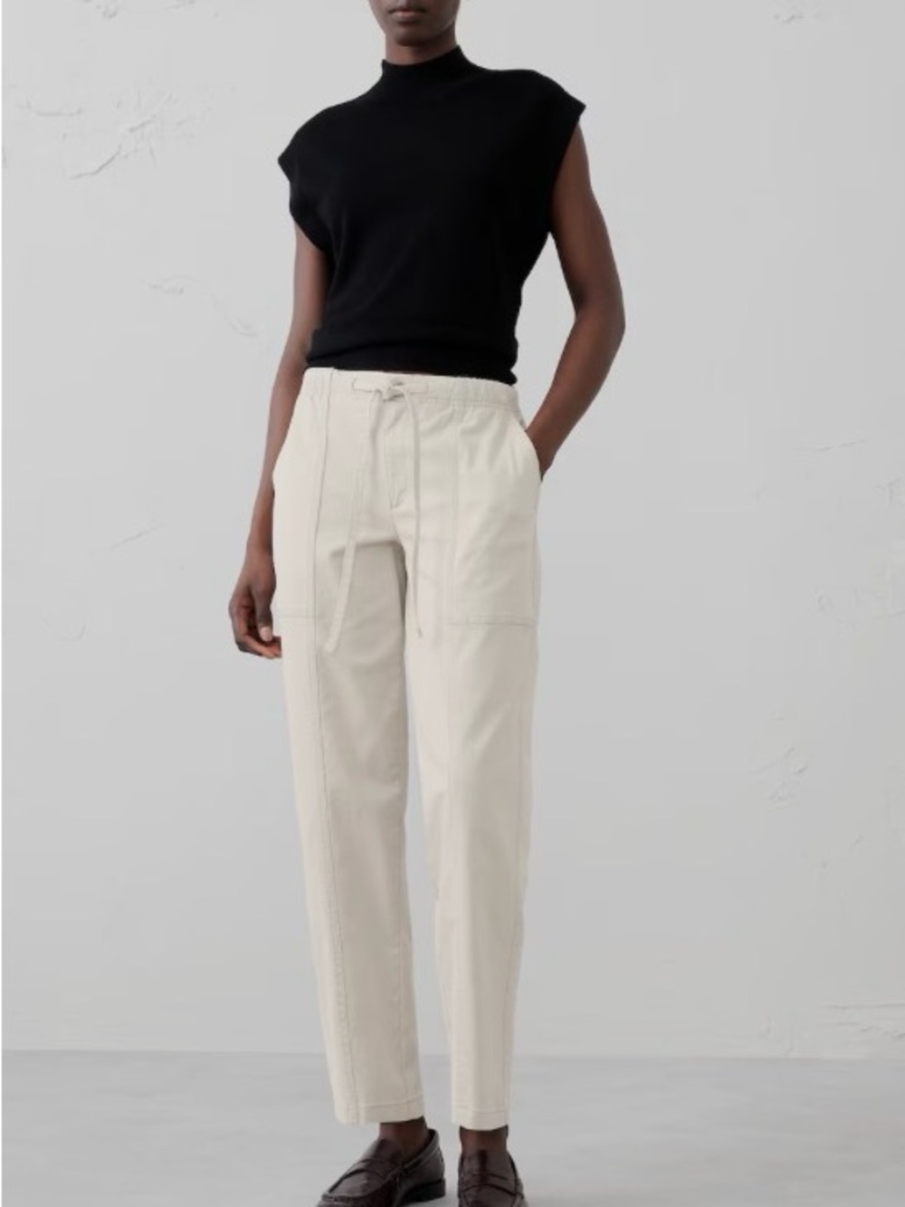 Banana Republic Womens Tan Elastic-Waist Chino Pants